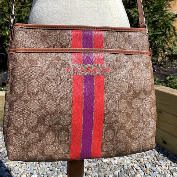 COACH (NEW) Varsity Stripe File Bag in Signature Coated Canvas (F38402) - Picture 2 of 10